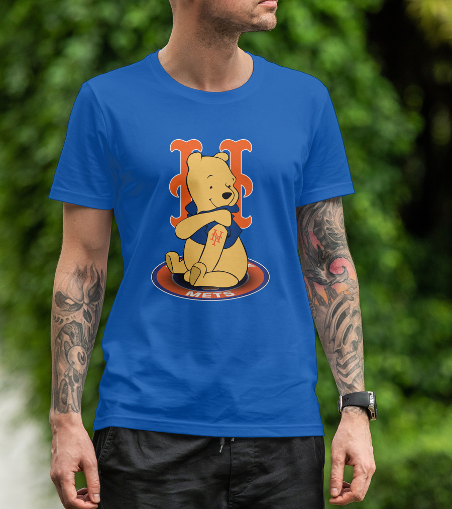 New York Mets Winnie The Pooh MLB Character Crossover T-Shirt