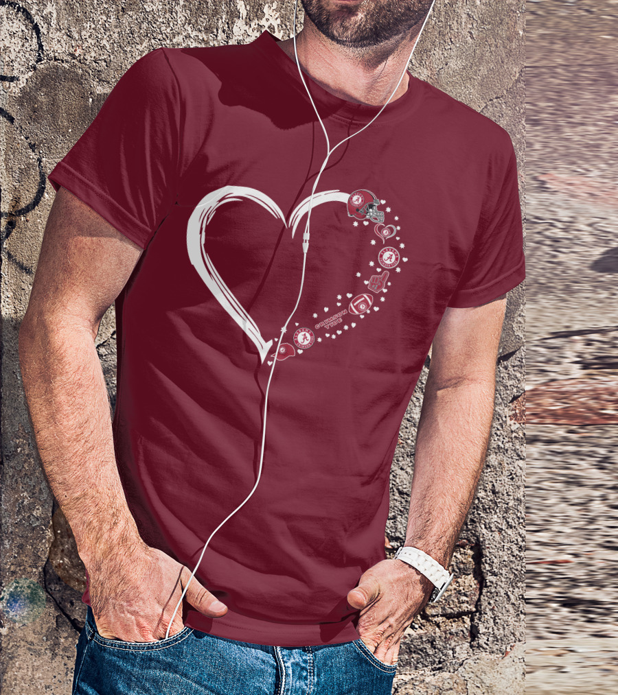 Alabama Crimson Tide Heart Design #1 Fan T-Shirt