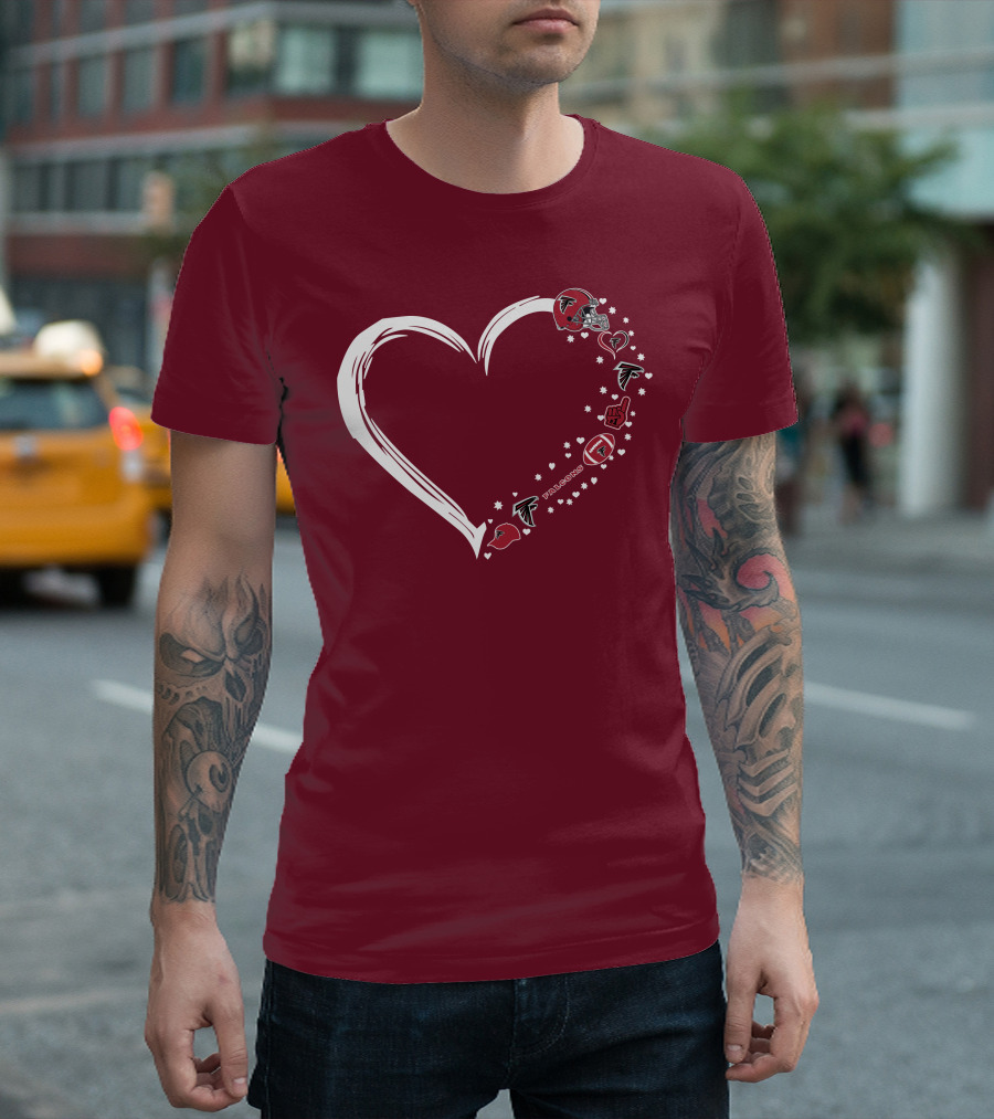Atlanta Falcons Heart-Shaped Fan Love T-Shirt