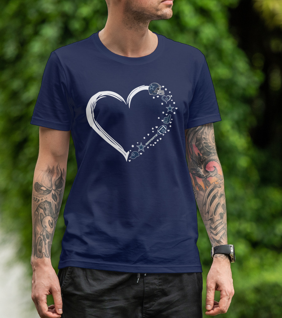 Love Dallas Cowboys #1 Fan Heart Stars Football Helmet T-Shirt