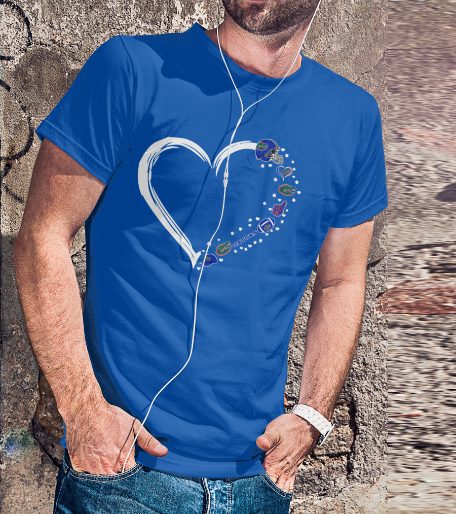 Florida Gators Love Heart Helmet Fan Symbols T-Shirt