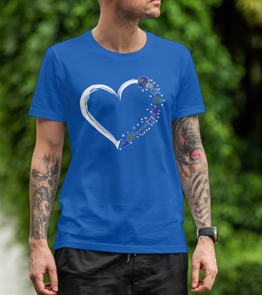 Florida Gators Love Heart Helmet Fan Symbols T-Shirt