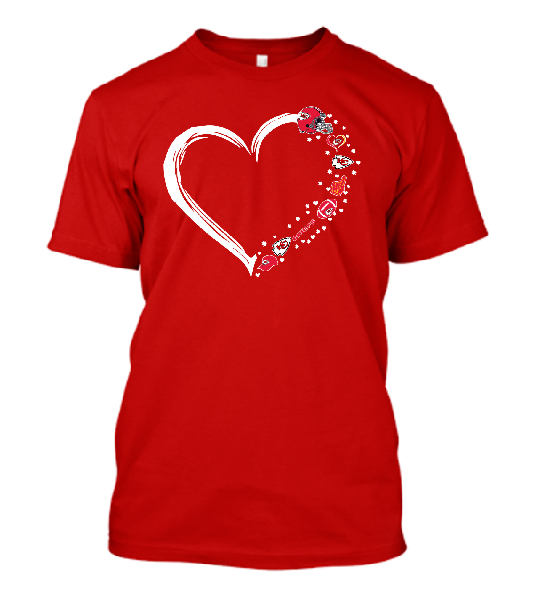 Kansas City Chiefs Fan Heart Helmet Football Stars Chiefs T-Shirt