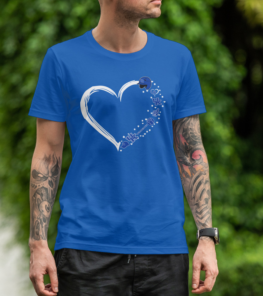 Heart-Shaped Kentucky Wildcats #1 Fan Symbol With UK Logos And Sports Icons T-Shirt