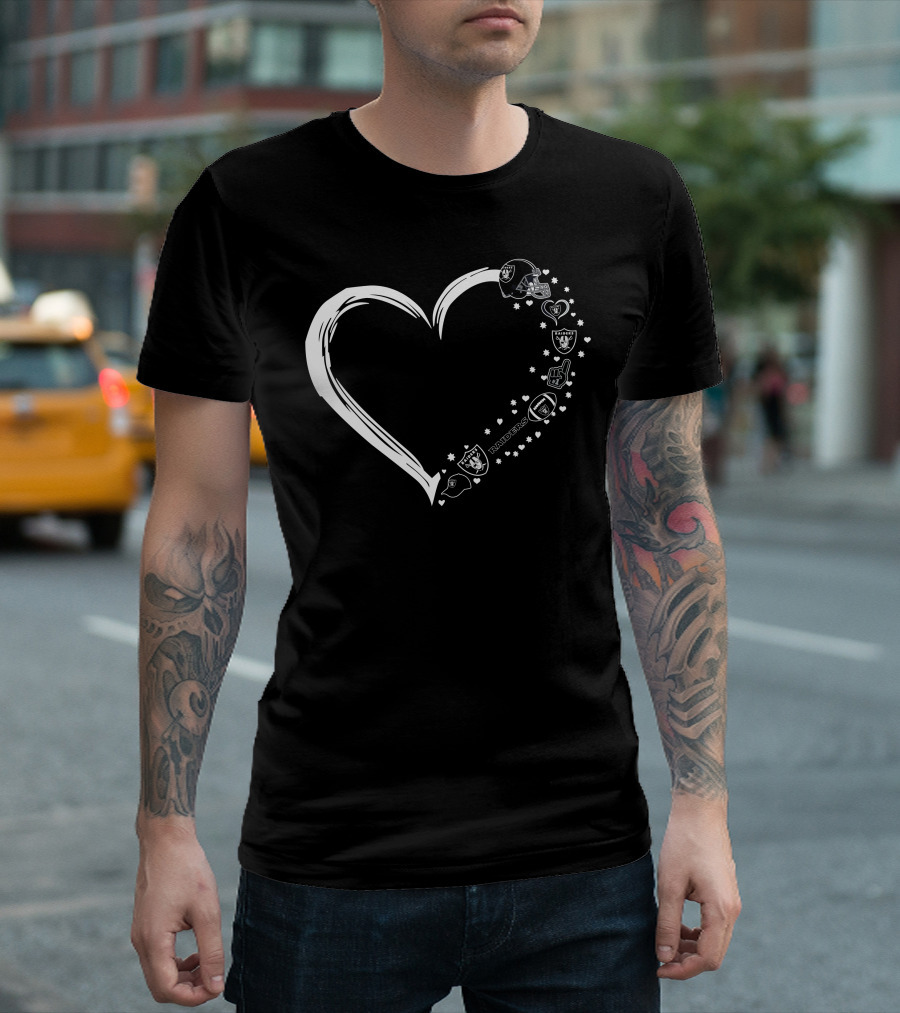 Las Vegas Raiders Heart Logo and Helmet Fan T-Shirt