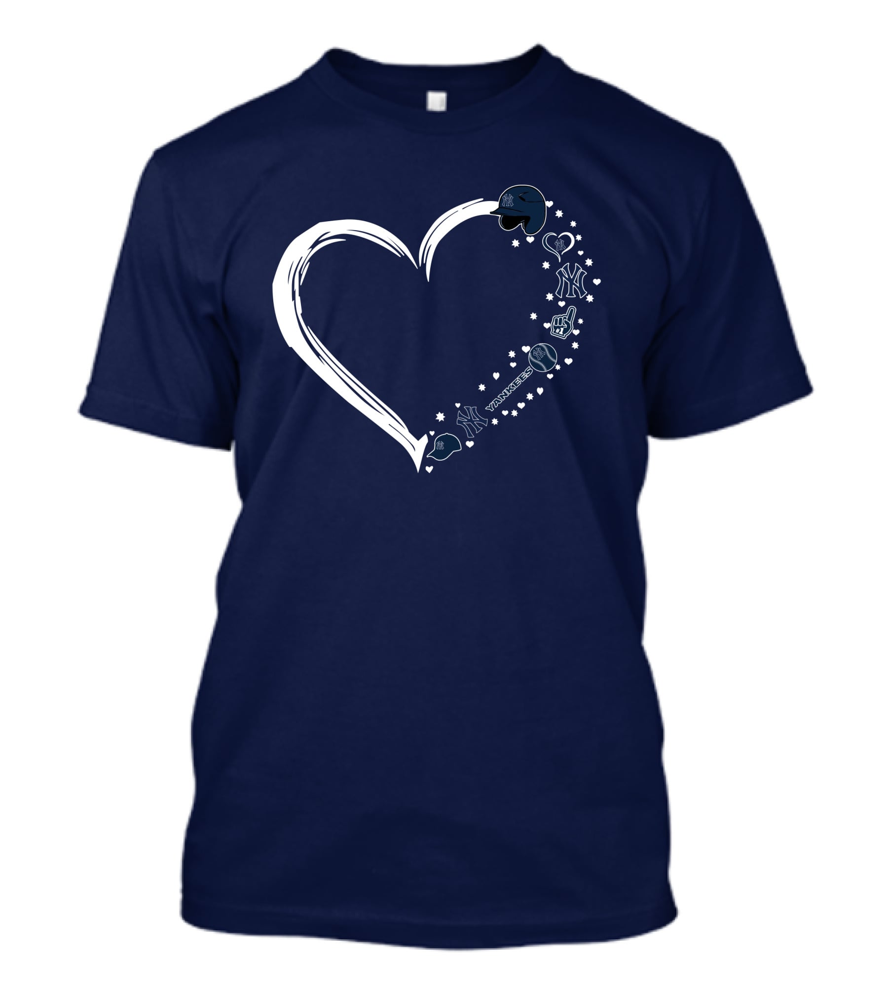 New York Yankees Heart Design With Helmets T-Shirt