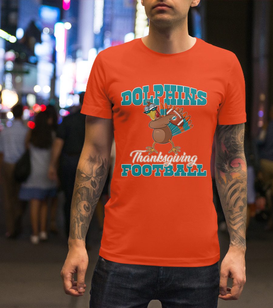 Dolphins Thanksgiving Football Turkey T-Shirt