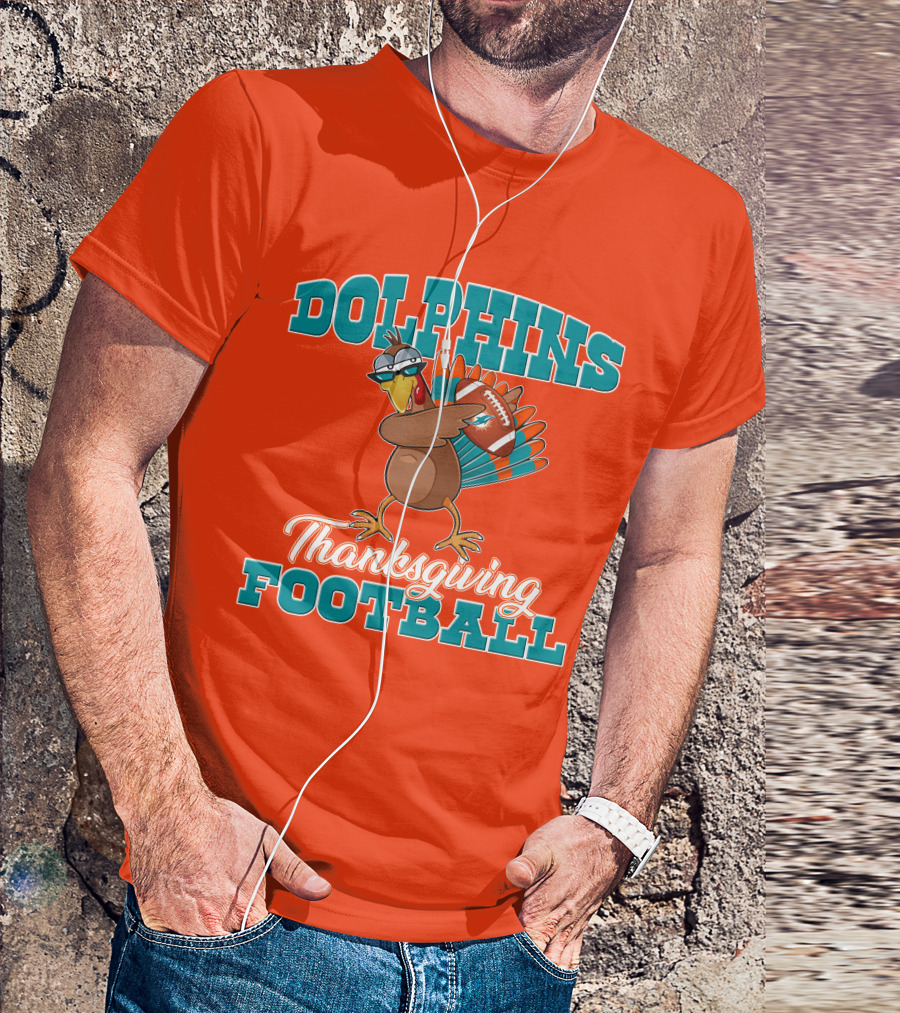 Dolphins Thanksgiving Football Turkey T-Shirt