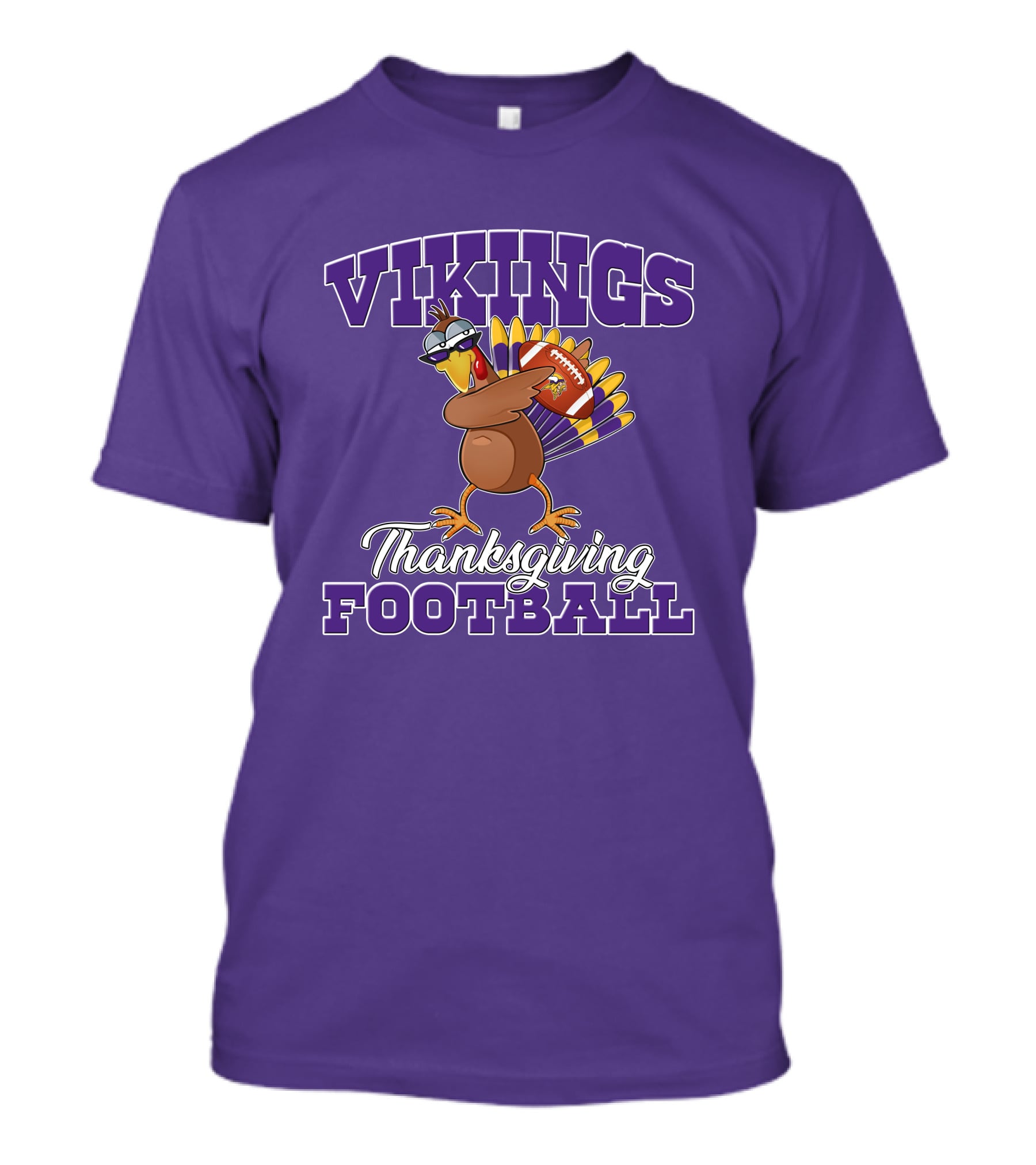 Vikings Thanksgiving Football Turkey Holding Minnesota Logo Ball T-Shirt