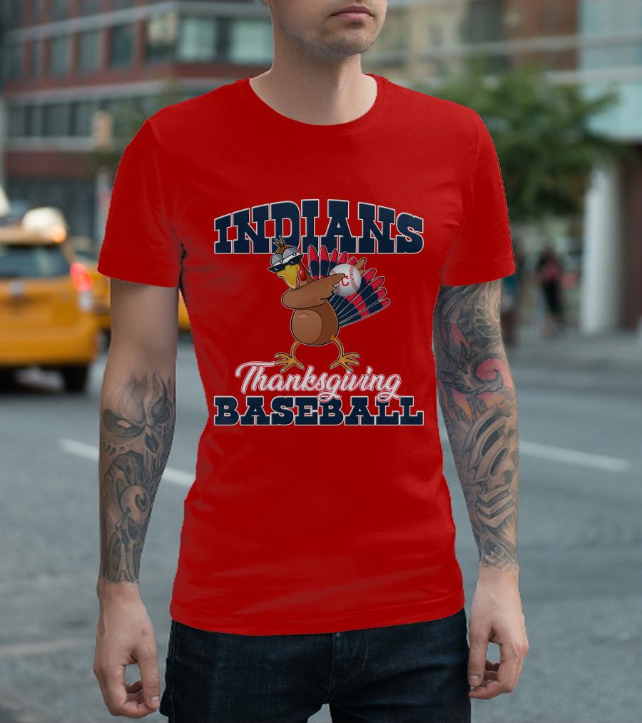 Indians Thanksgiving Baseball Turkey T-Shirt