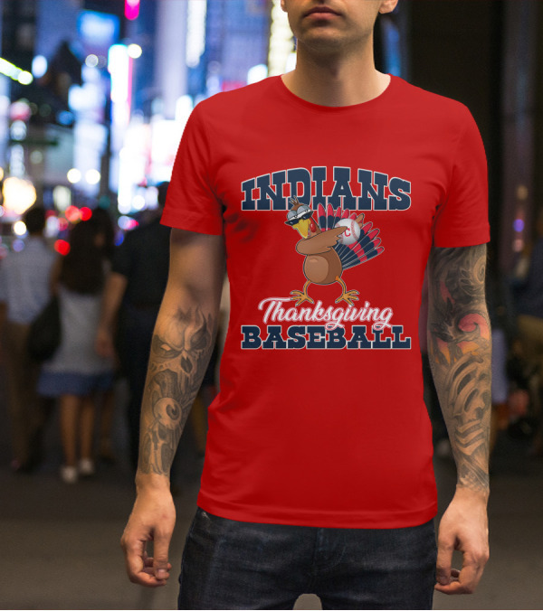 Indians Thanksgiving Baseball Turkey T-Shirt