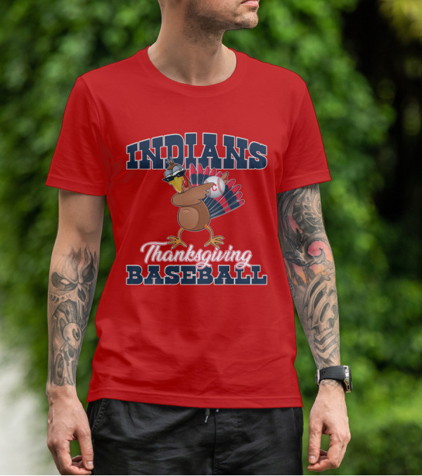 Indians Thanksgiving Baseball Turkey T-Shirt