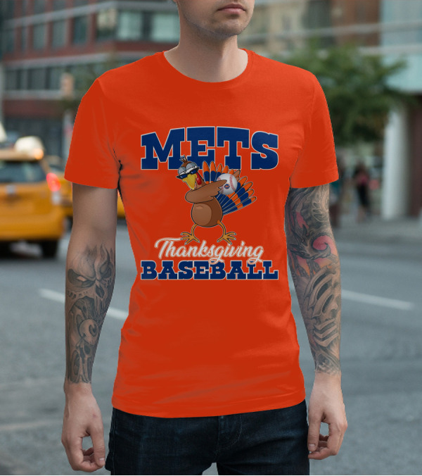 Mets Thanksgiving Baseball Turkey T-Shirt