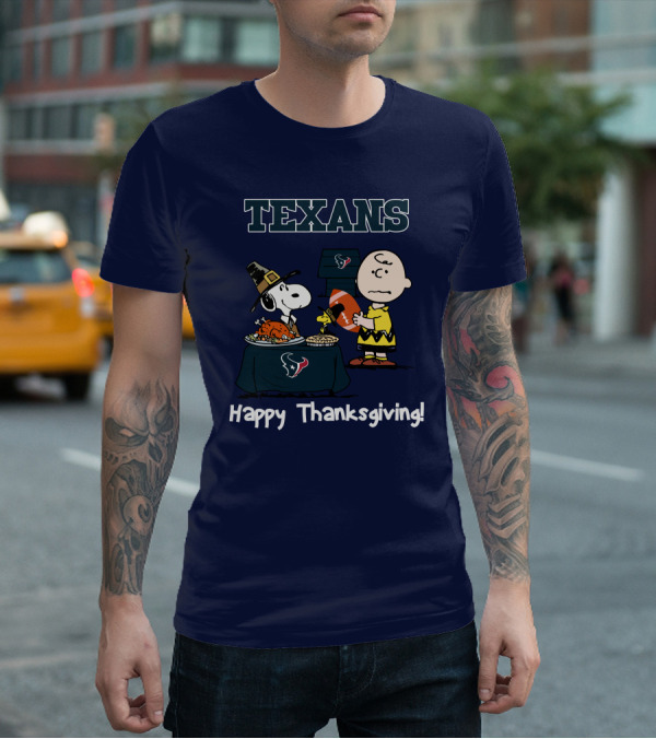 Texans Snoopy Charlie Brown Thanksgiving Football T-Shirt