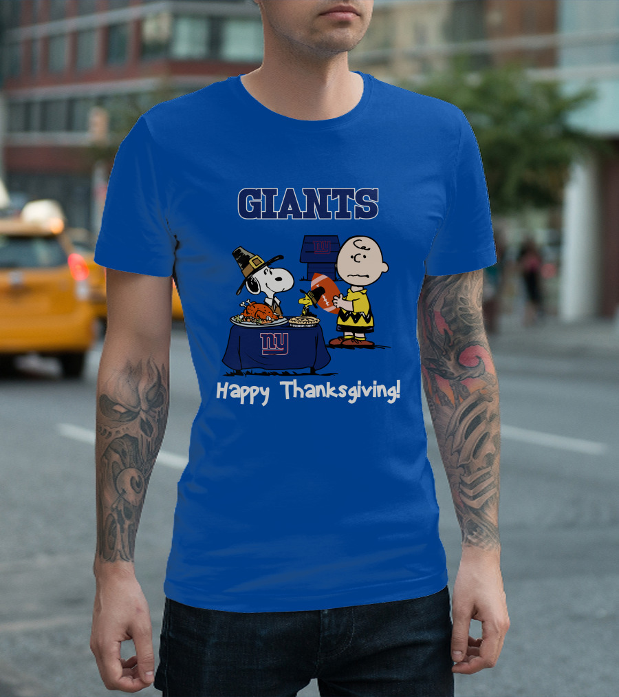 GIANTS Snoopy Happy Thanksgiving Football Charlie Brown T-Shirt