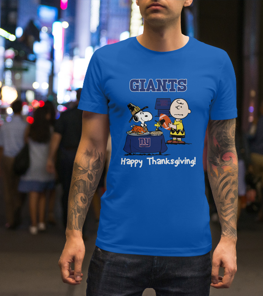 GIANTS Snoopy Happy Thanksgiving Football Charlie Brown T-Shirt