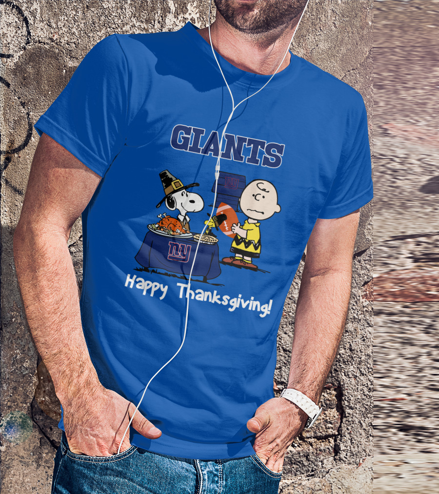 GIANTS Snoopy Happy Thanksgiving Football Charlie Brown T-Shirt