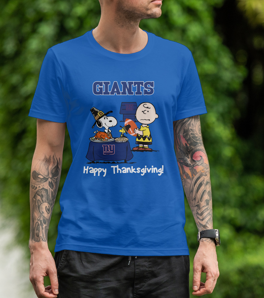 GIANTS Snoopy Happy Thanksgiving Football Charlie Brown T-Shirt