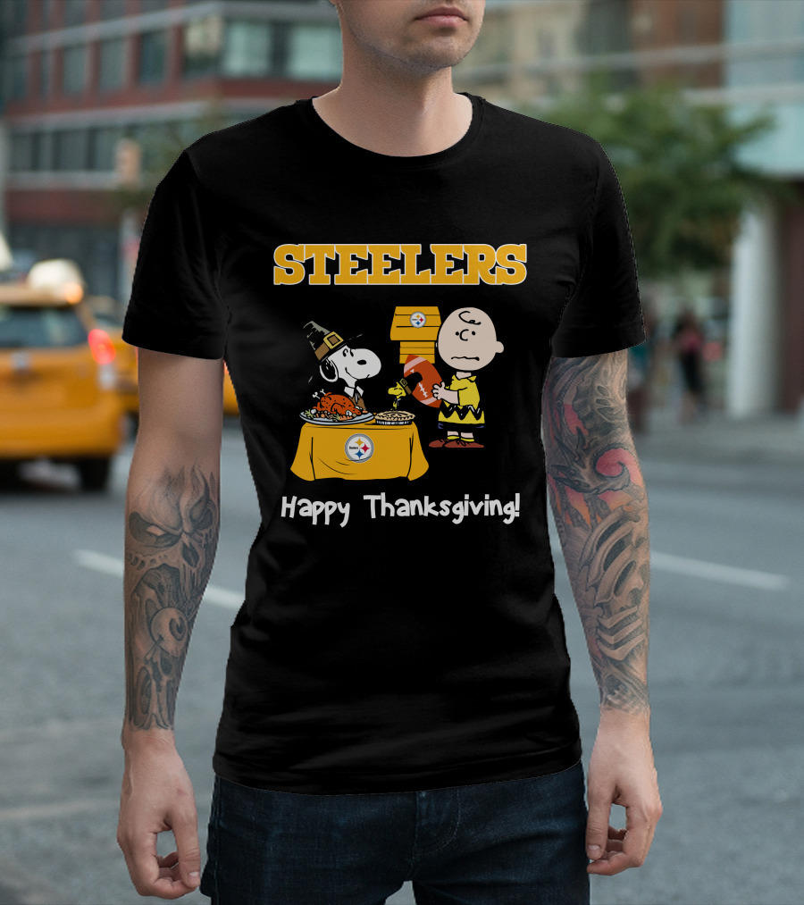 Steelers Snoopy Charlie Brown Happy Thanksgiving T-Shirt