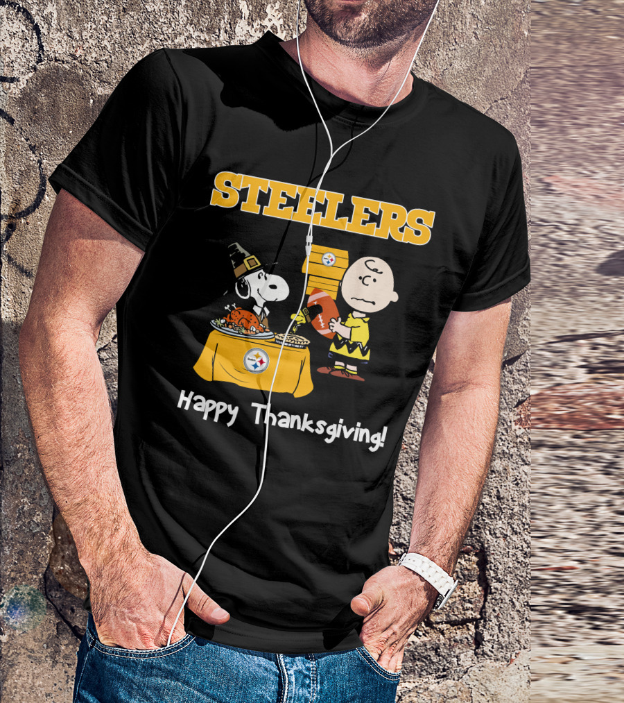 Steelers Snoopy Charlie Brown Happy Thanksgiving T-Shirt