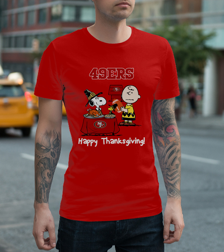 49ers Snoopy and Charlie Brown Thanksgiving T-Shirt