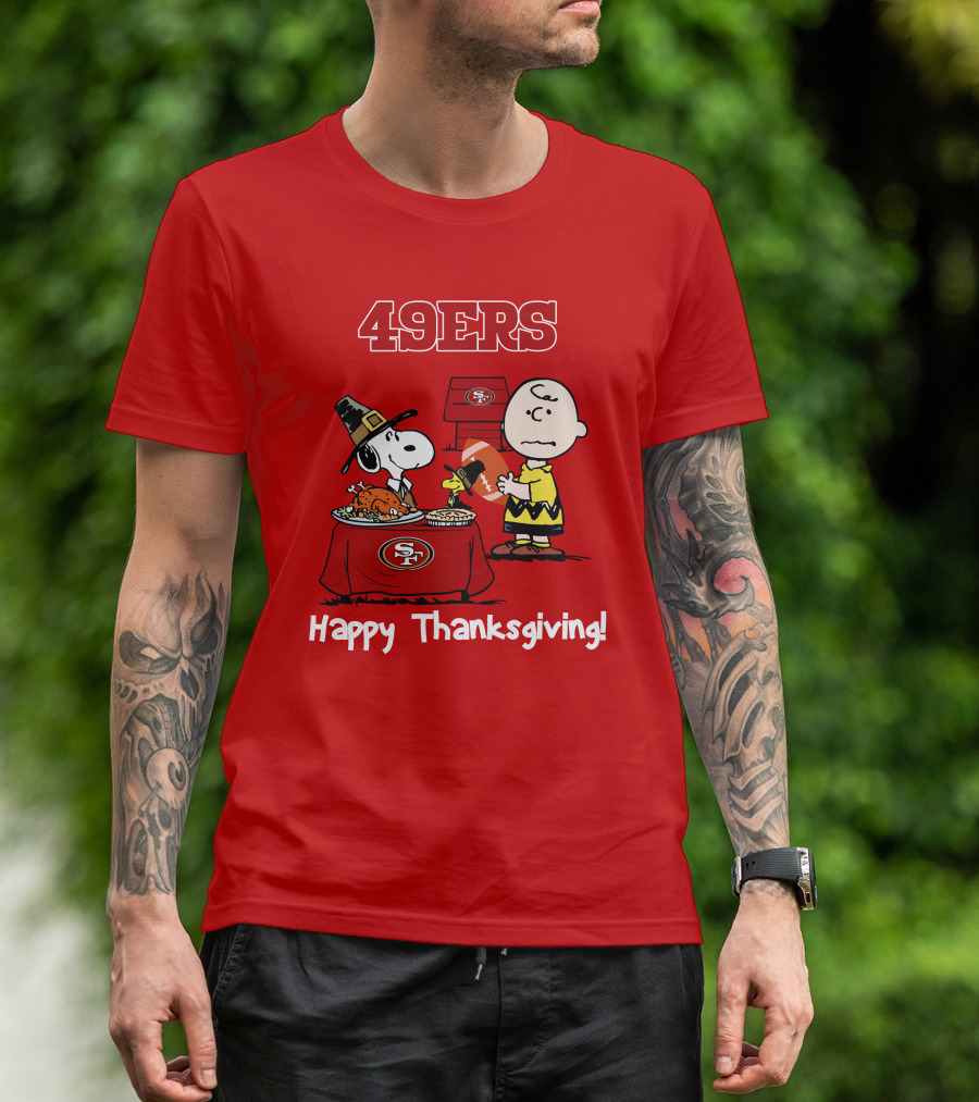49ers Snoopy And Charlie Brown Thanksgiving T-Shirt