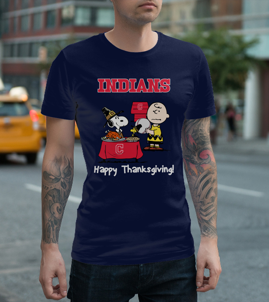 Indians Snoopy Happy Thanksgiving Charlie Brown Peanuts T-Shirt