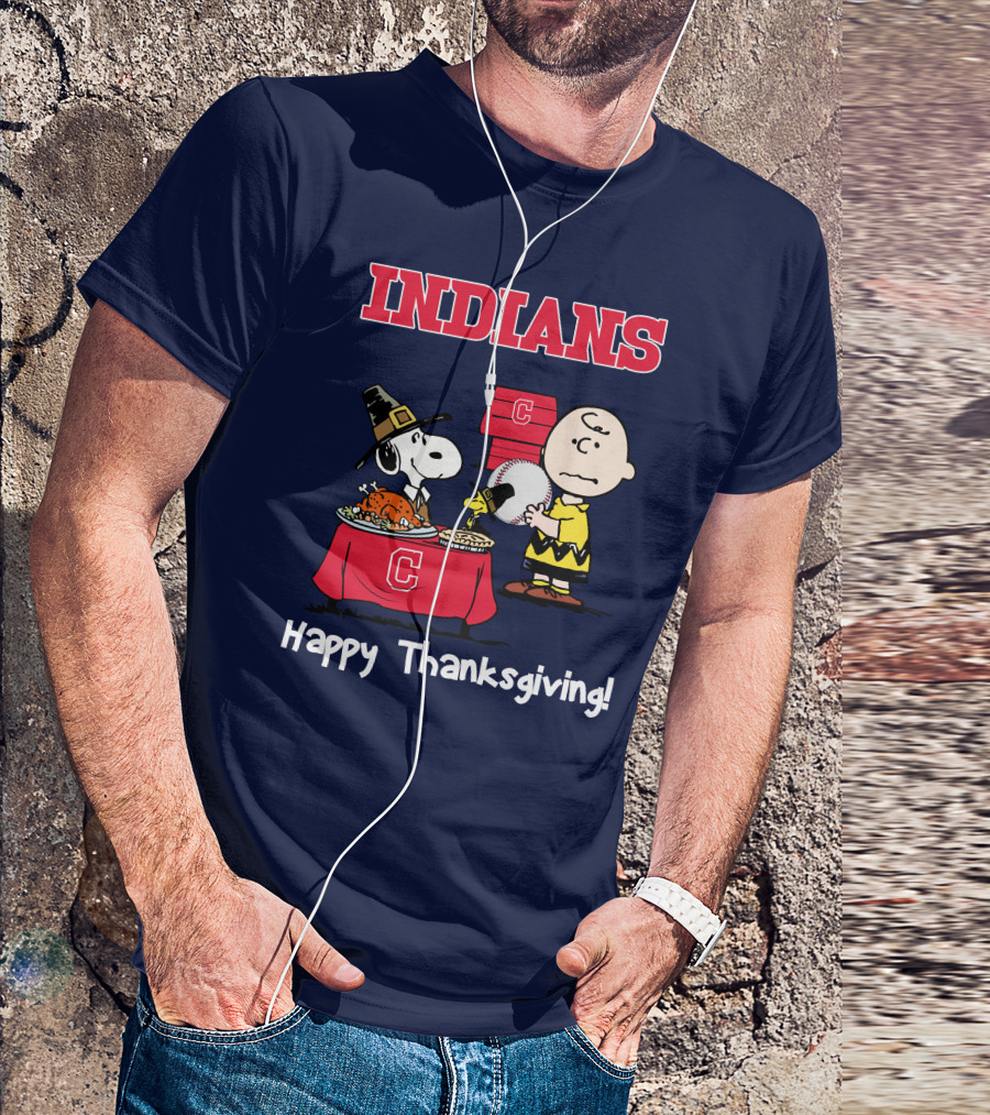 Indians Snoopy Happy Thanksgiving Charlie Brown Peanuts T-Shirt