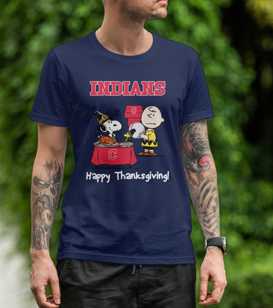 Indians Snoopy Happy Thanksgiving Charlie Brown Peanuts T-Shirt