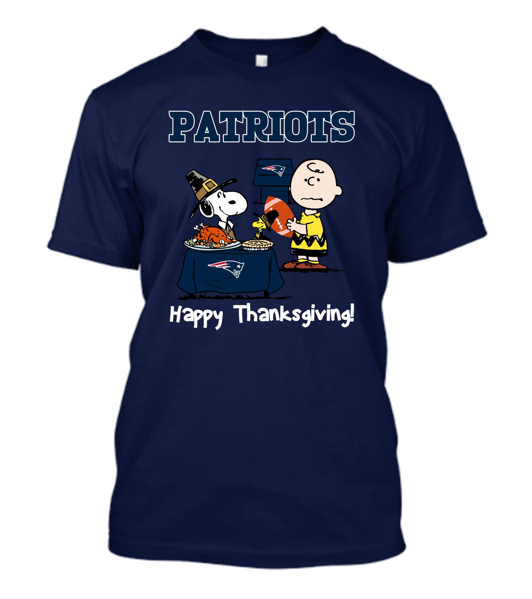 New England Patriots Snoopy Charlie Brown Happy Thanksgiving Football T-Shirt