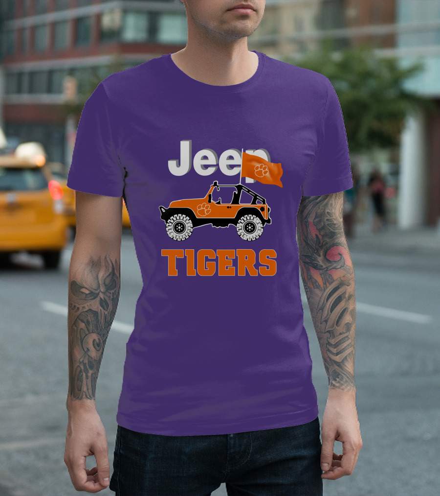 Jeep Clemson Tigers Paw Print Off-Road Enthusiast Flag T-Shirt