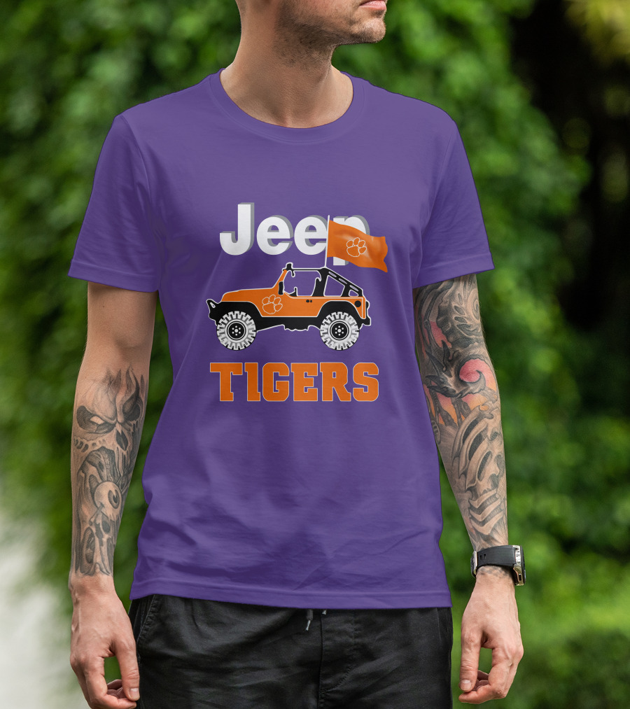 Jeep Clemson Tigers Paw Print Off-Road Enthusiast Flag T-Shirt