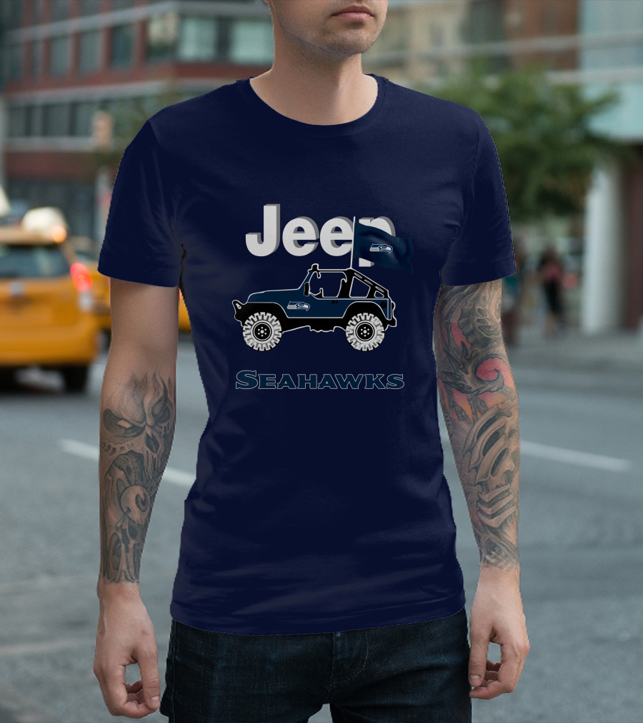 Jeep Seattle Seahawks Graphic Flag T-Shirt