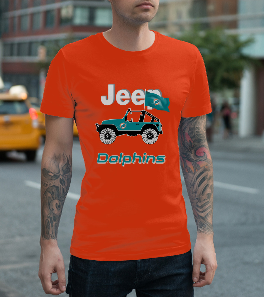 Jeep Dolphins Miami Flag Adventure T-Shirt