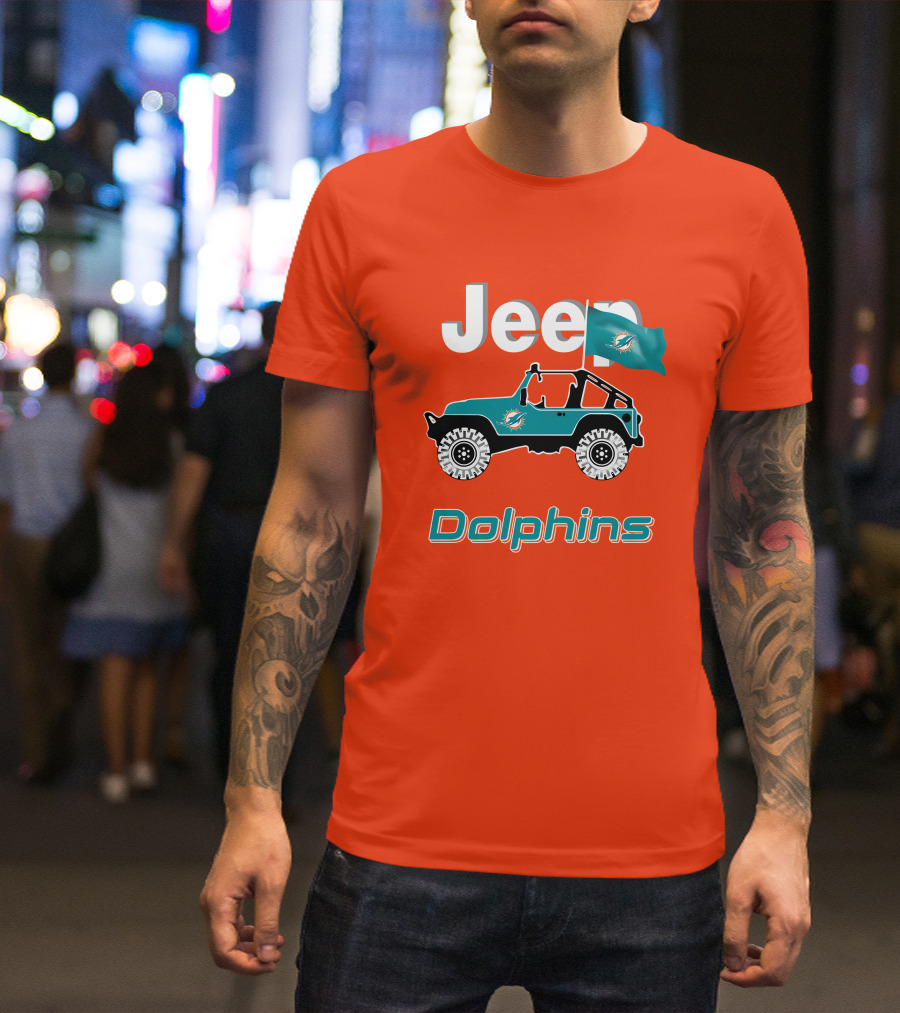 Jeep Dolphins Miami Flag Adventure T-Shirt