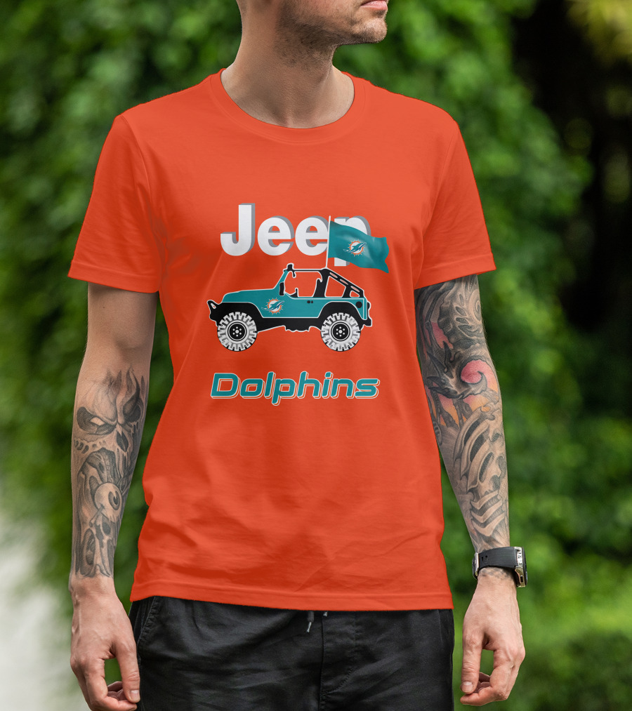 Jeep Dolphins Miami Flag Adventure T-Shirt