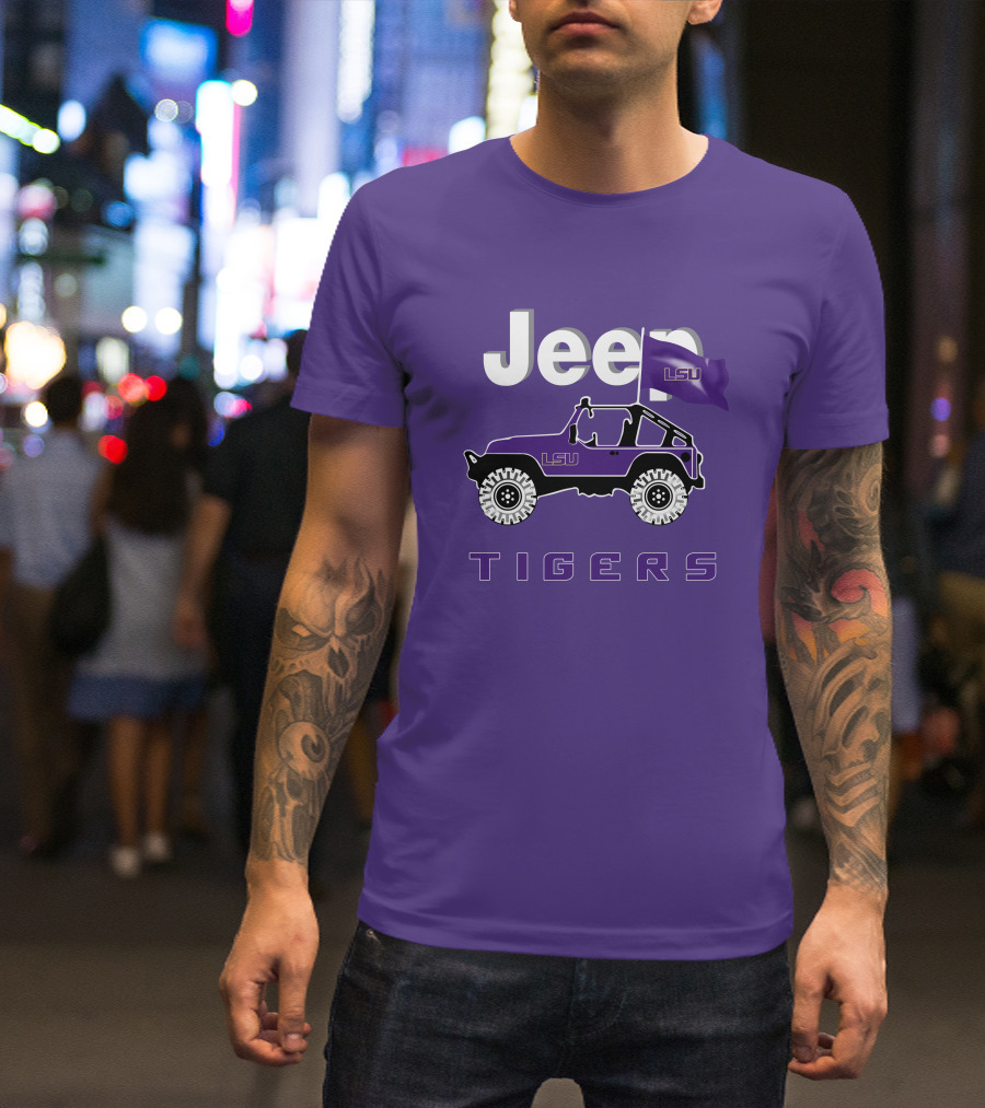 Jeep Lsu Tigers Purple Flag T-Shirt