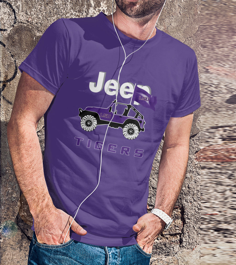 Jeep Lsu Tigers Purple Flag T-Shirt
