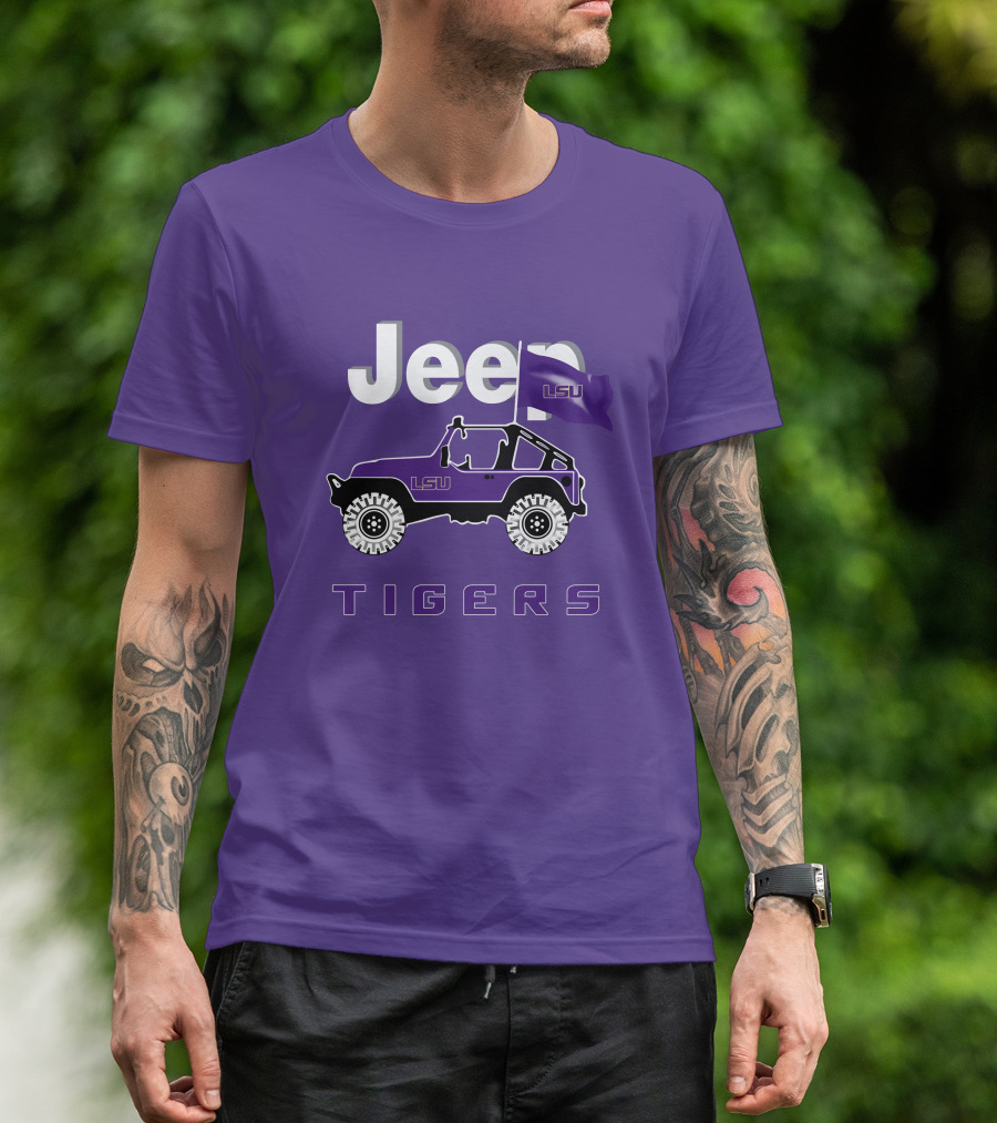 Jeep Lsu Tigers Purple Flag T-Shirt