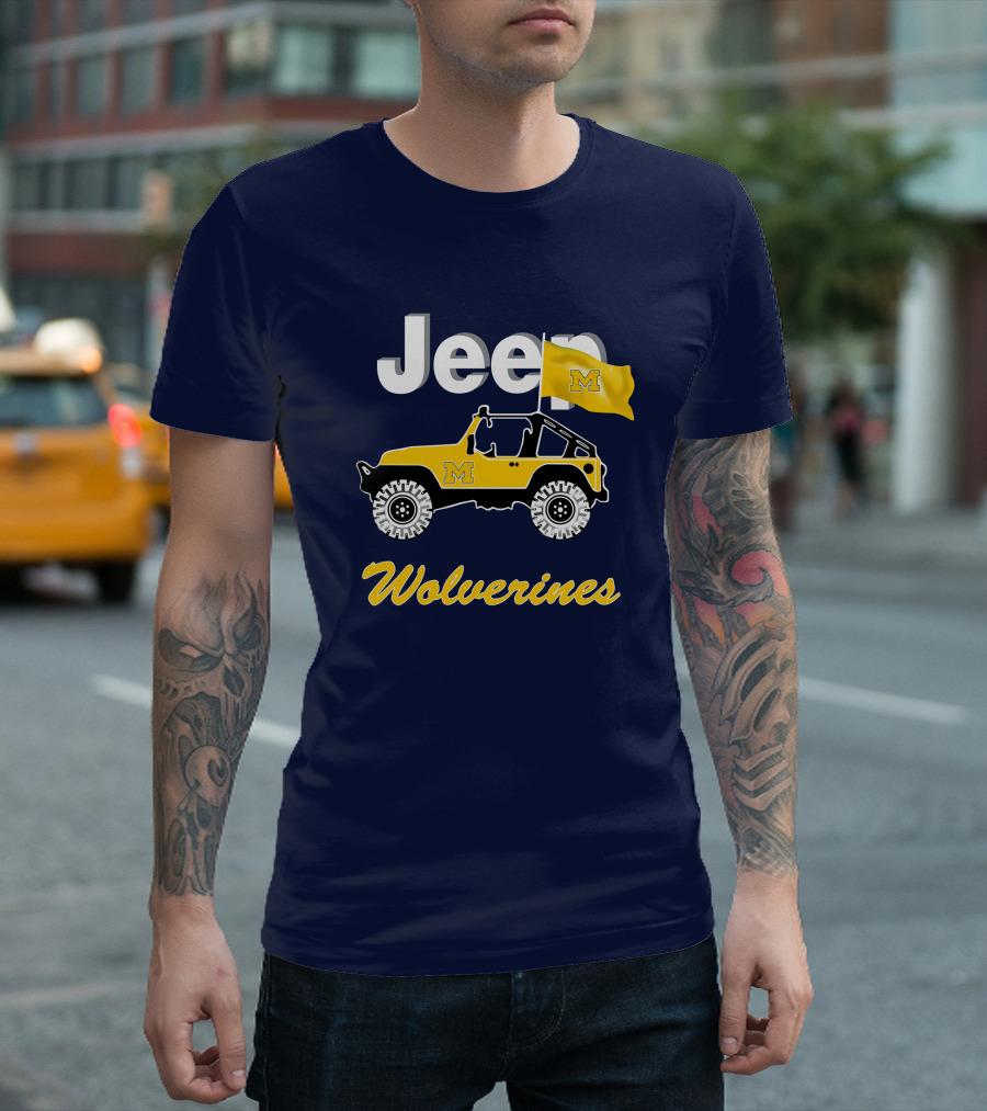 Jeep Michigan Wolverines M Flag Yellow T-Shirt