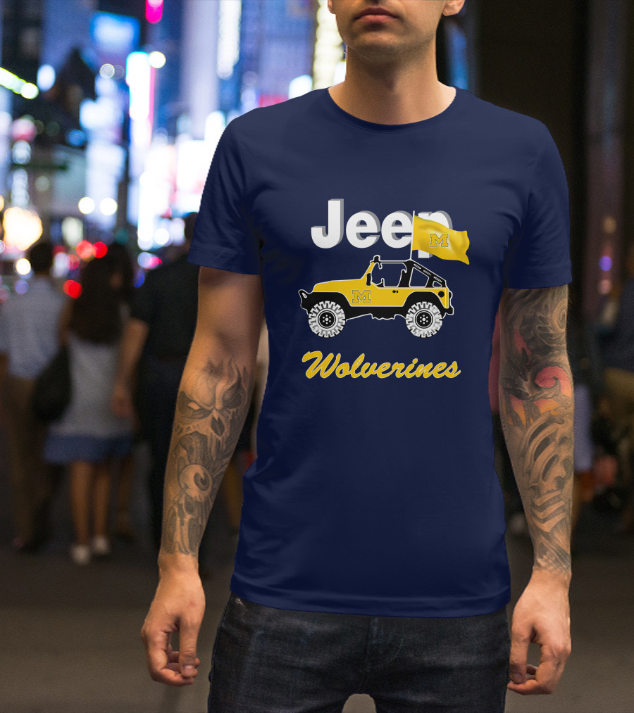 Jeep Michigan Wolverines M Flag Yellow T-Shirt
