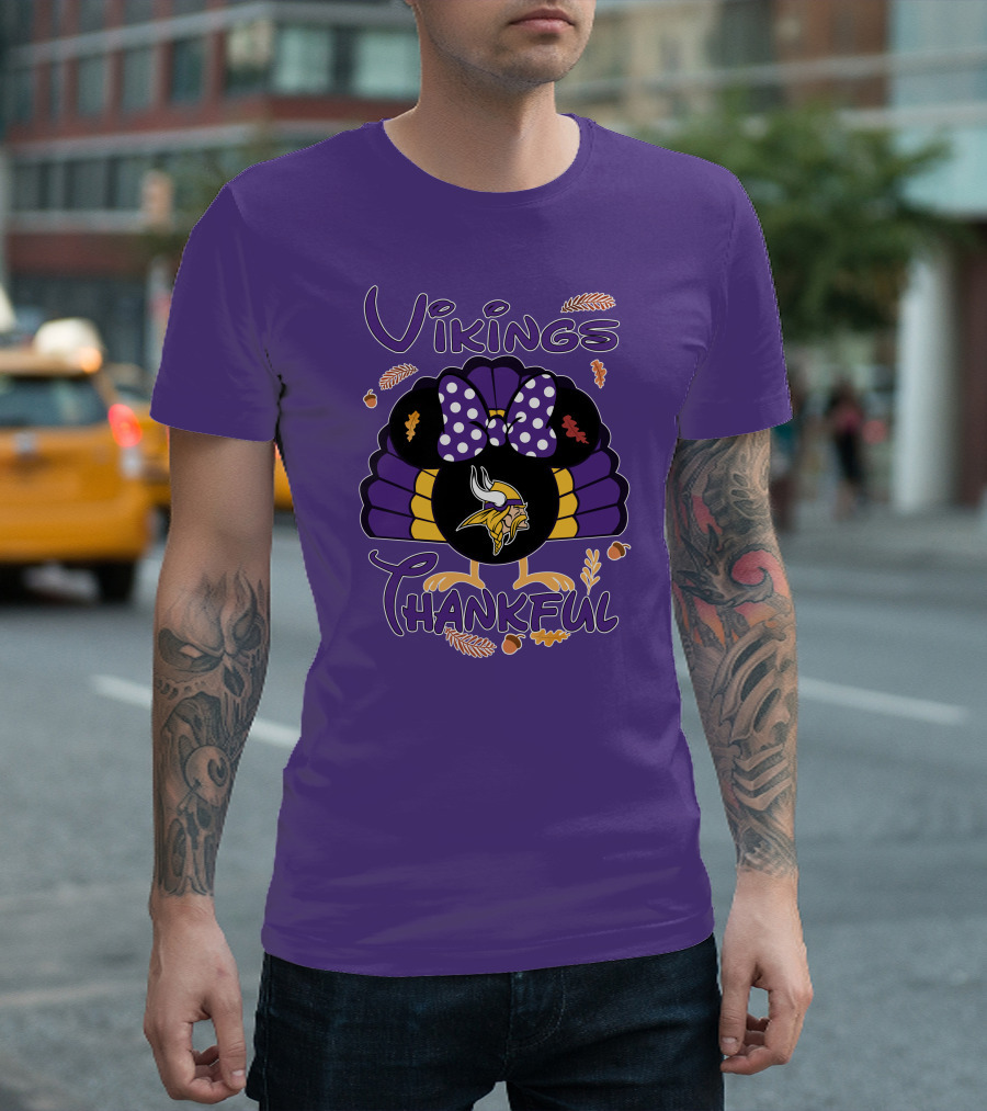 Vikings Thankful Turkey Minnie Thanksgiving T-Shirt