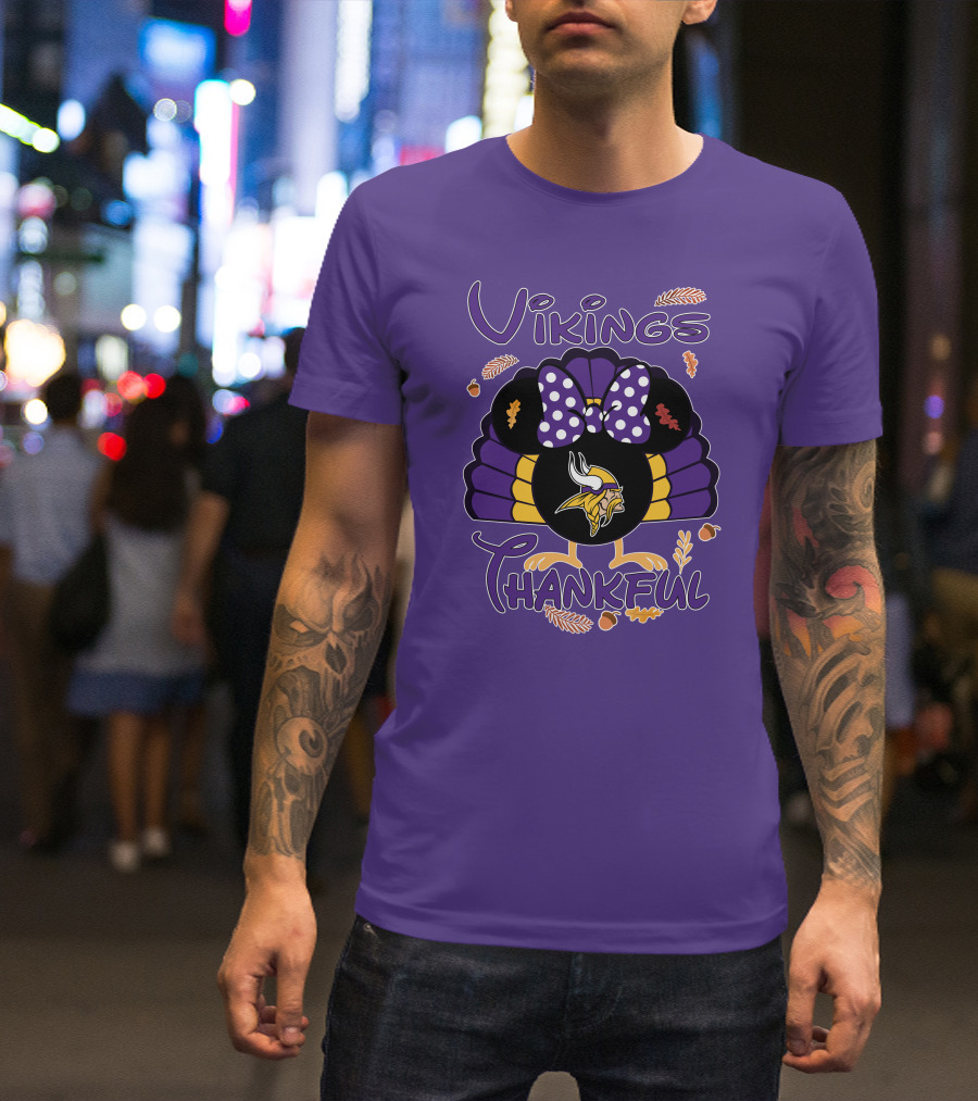 Vikings Thankful Turkey Minnie Thanksgiving T-Shirt