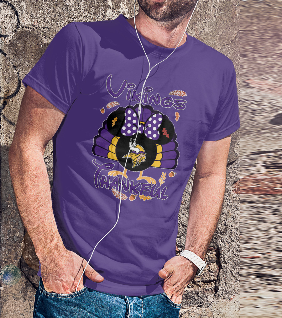 Vikings Thankful Turkey Minnie Thanksgiving T-Shirt