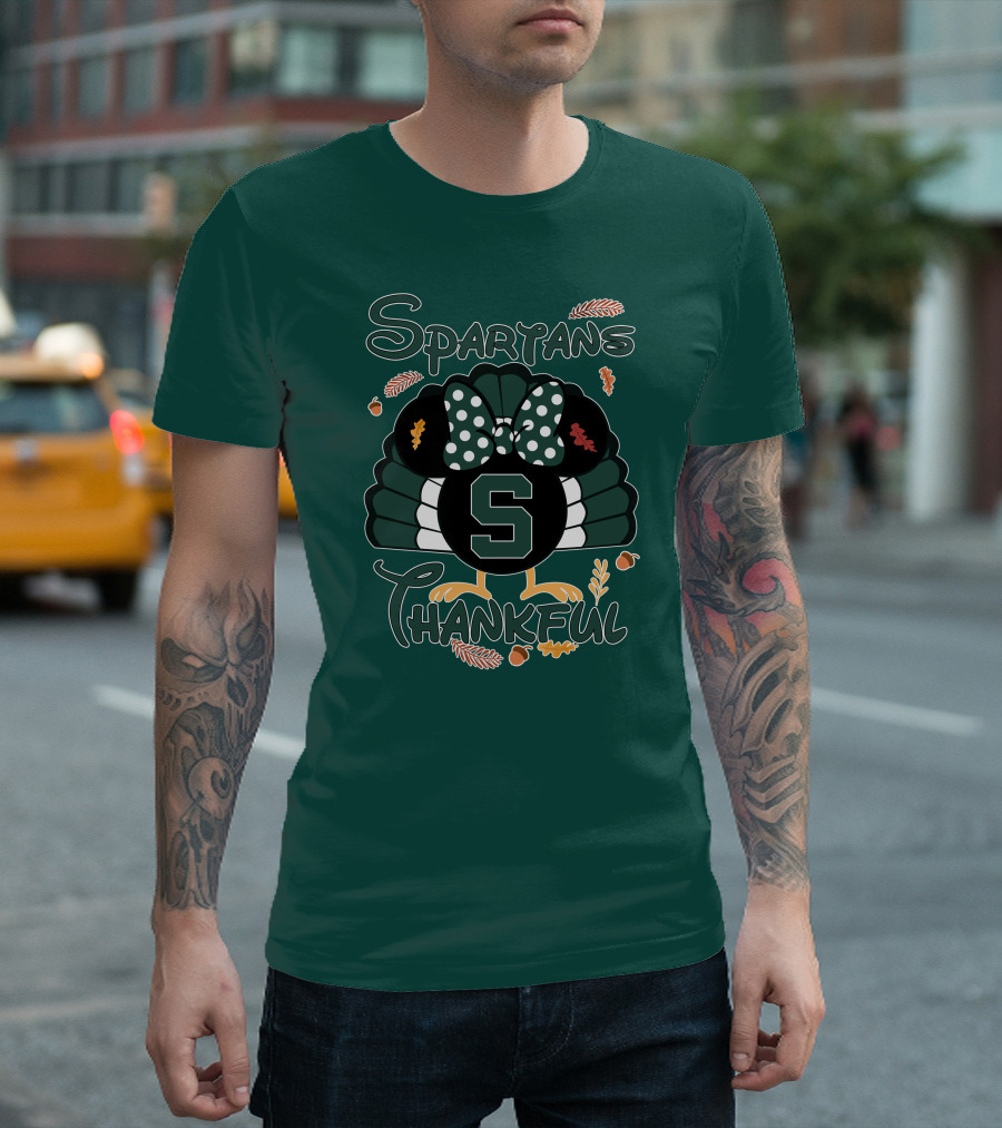Spartans Thankful Thanksgiving Minnie Michigan State T-Shirt