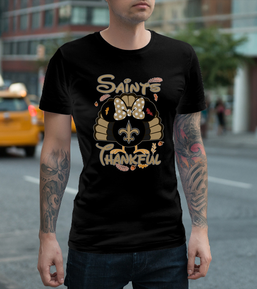 Saints Thankful Minnie New Orleans Thanksgiving T-Shirt