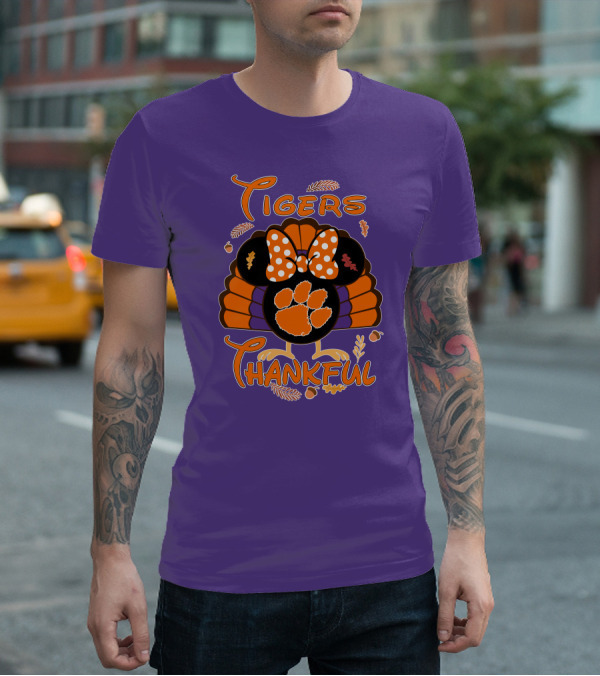 Tigers Thankful Clemson Minnie Thanksgiving T-Shirt
