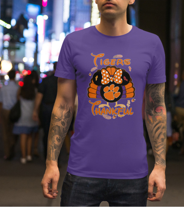Tigers Thankful Clemson Minnie Thanksgiving T-Shirt