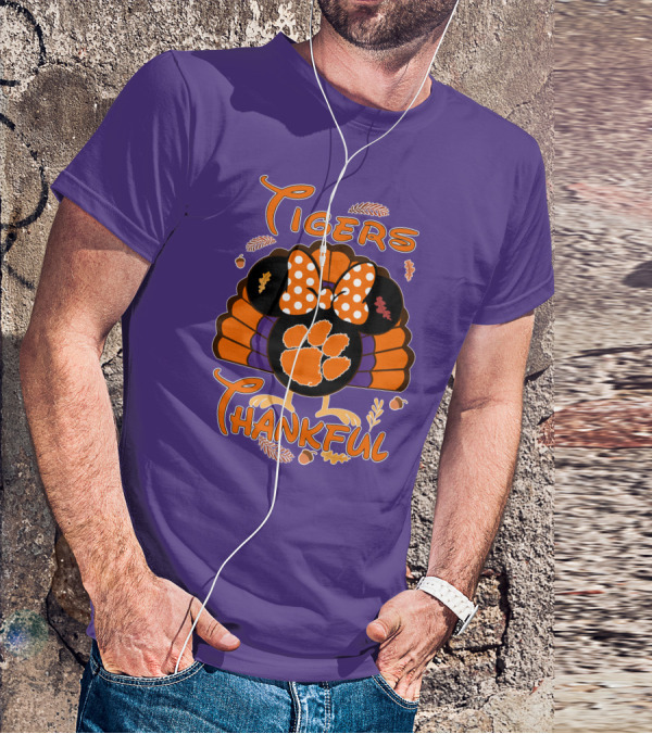 Tigers Thankful Clemson Minnie Thanksgiving T-Shirt