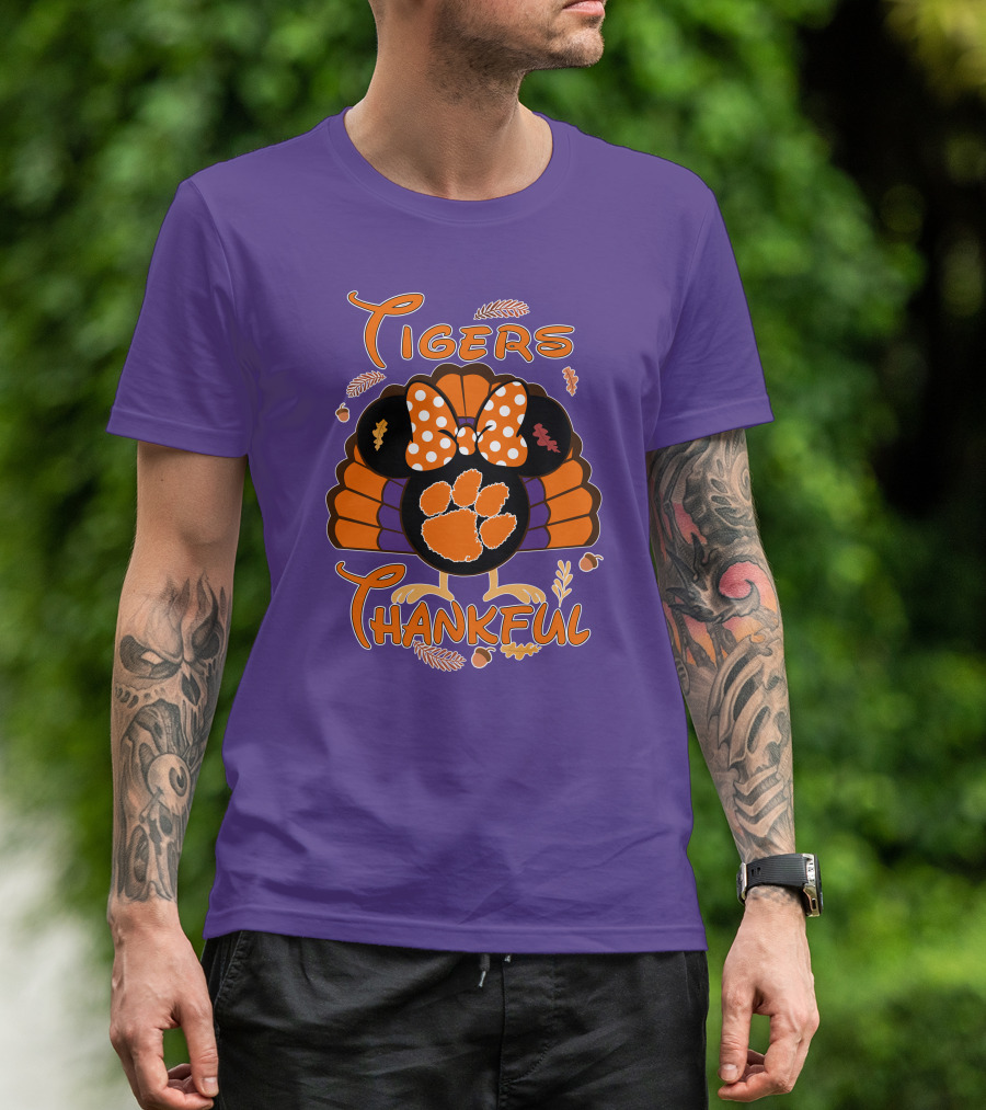 Tigers Thankful Clemson Minnie Thanksgiving T-Shirt